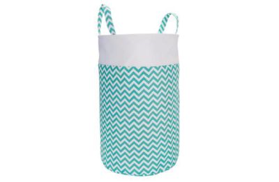 HOME 65 Litre Chevron Laundry Basket - Turquoise